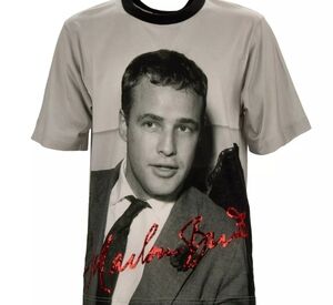 Dolce and Gabbana, Marlon Brando, graphic print T-shirt. XS in men's, black/gray